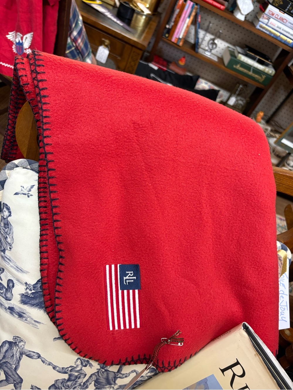 🇺🇸 POLO RALPH LAUREN American Flag Vibrant Red Fleece Throw Blanket